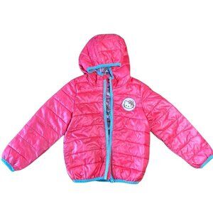 Hello Kitty character logo hot pink hoodie  puffer jacket Girls size 4